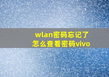 wlan密码忘记了 怎么查看密码vivo